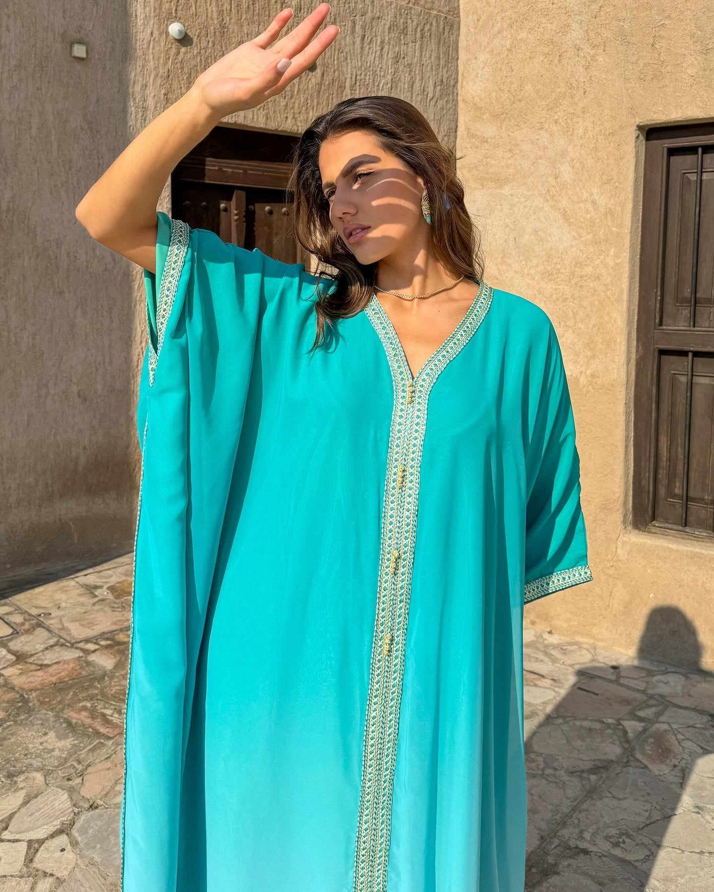 MOZA KAFTAN IN TURQUOISE