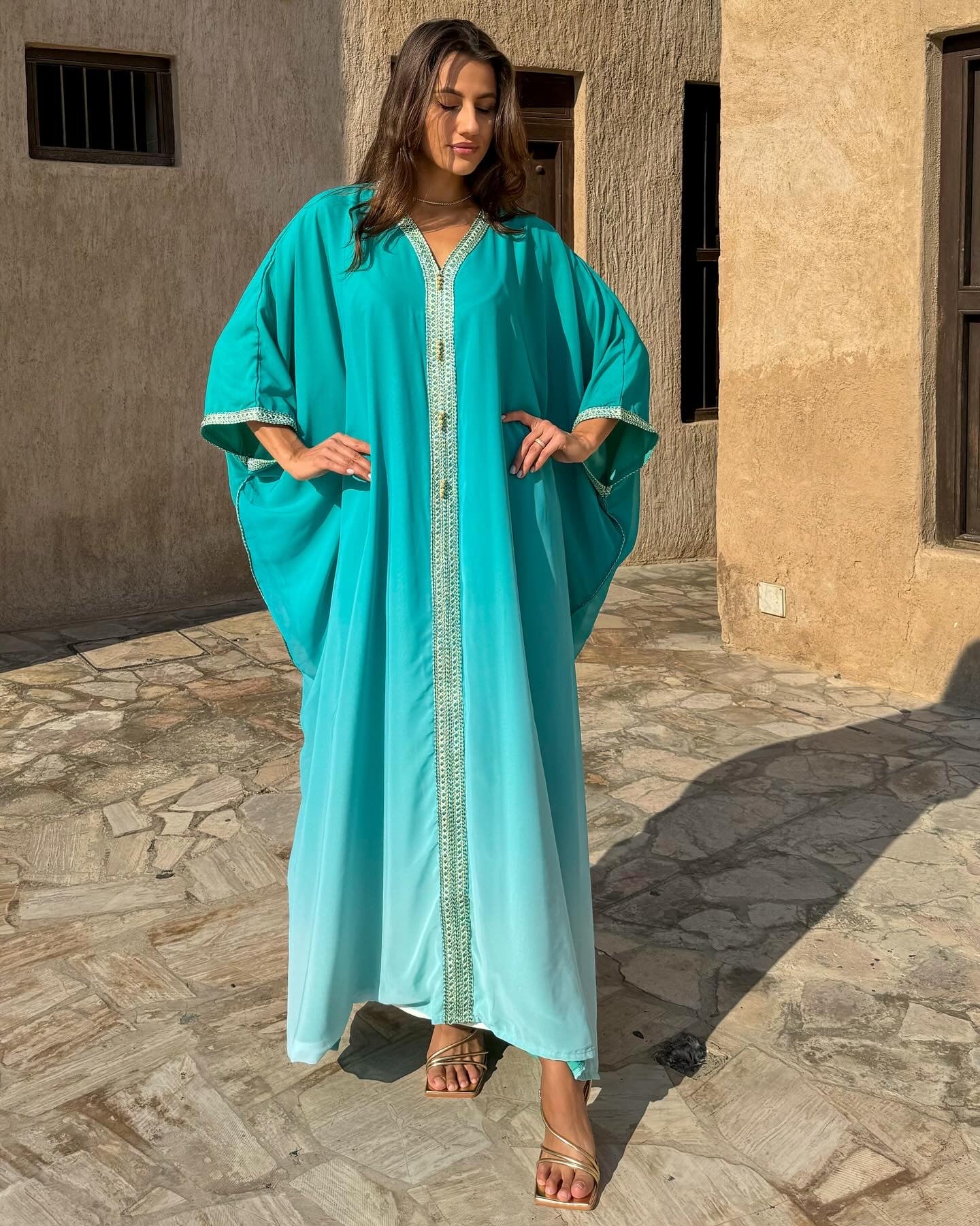 MOZA KAFTAN IN TURQUOISE